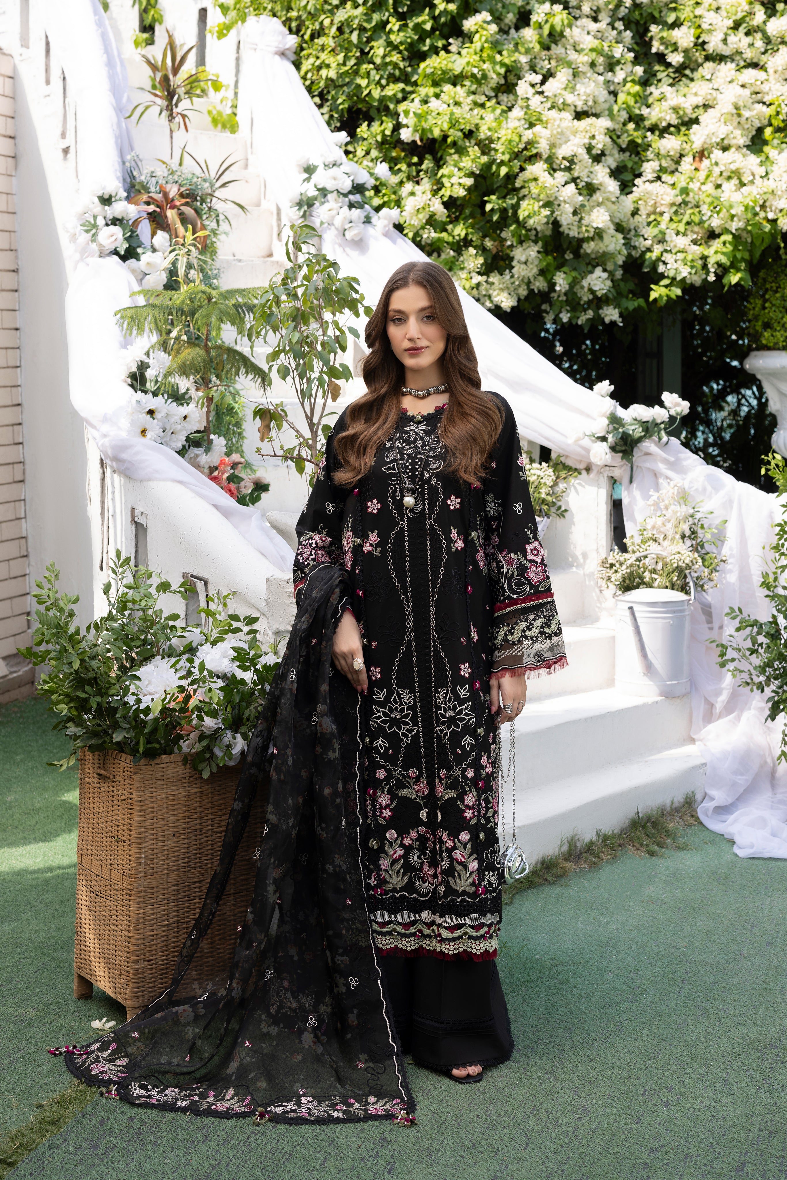 MUSK BLACK-LAWN EMBROIDERED-MBN-10