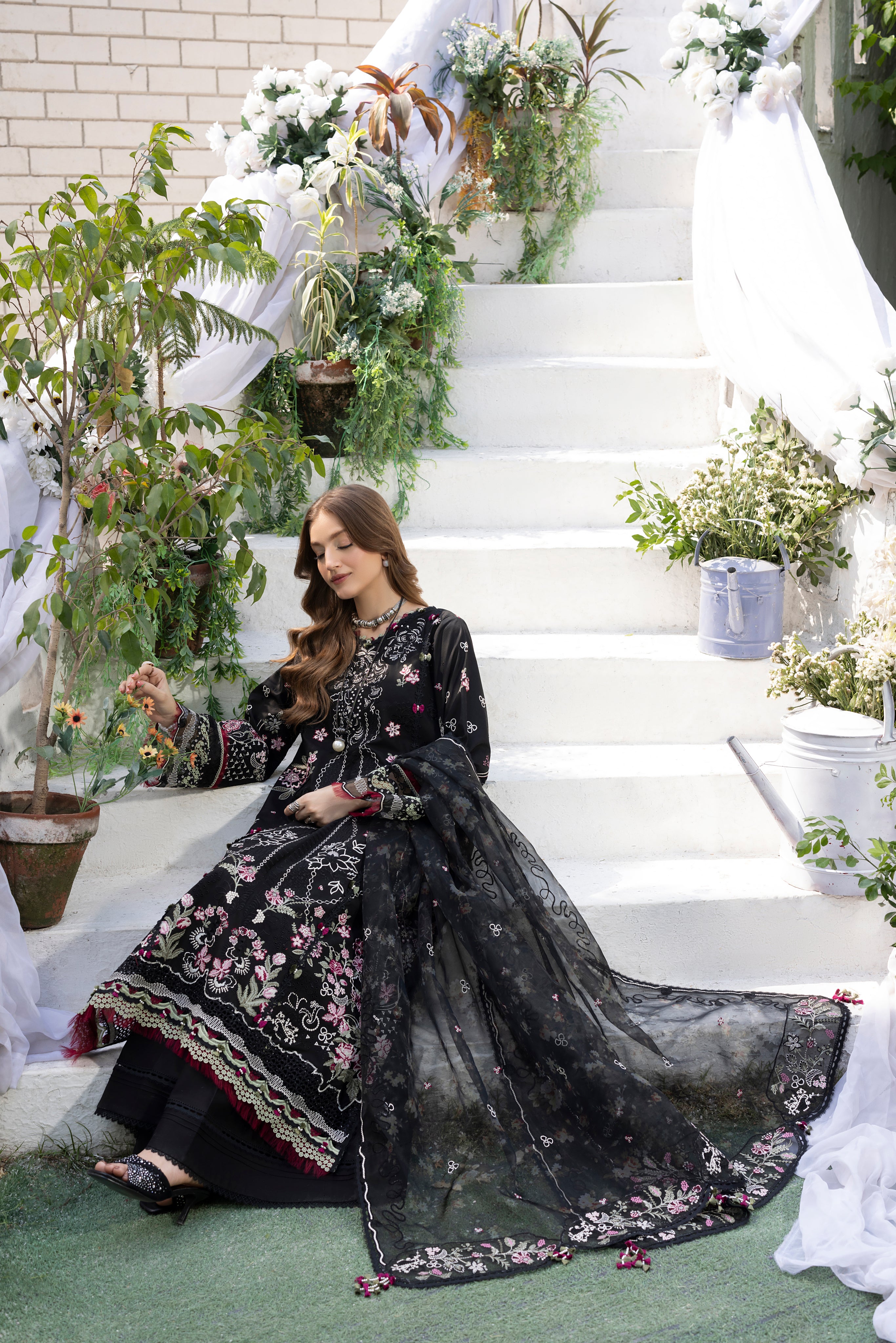 MUSK BLACK-LAWN EMBROIDERED-MBN-10