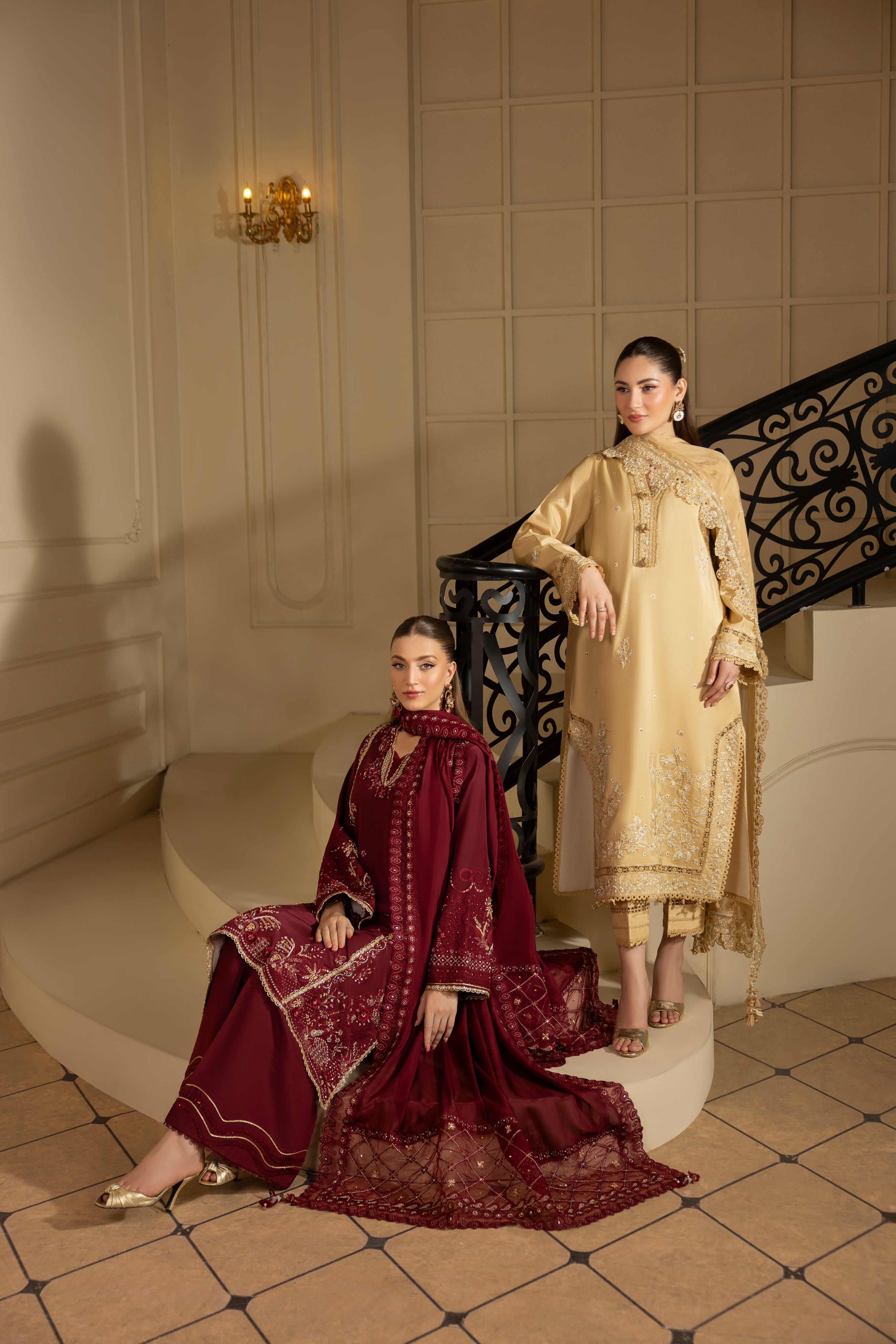 DESERT GOLDRAW -RAW SILK HAND EMBELLISHED EMBROIDERED-D-100016
