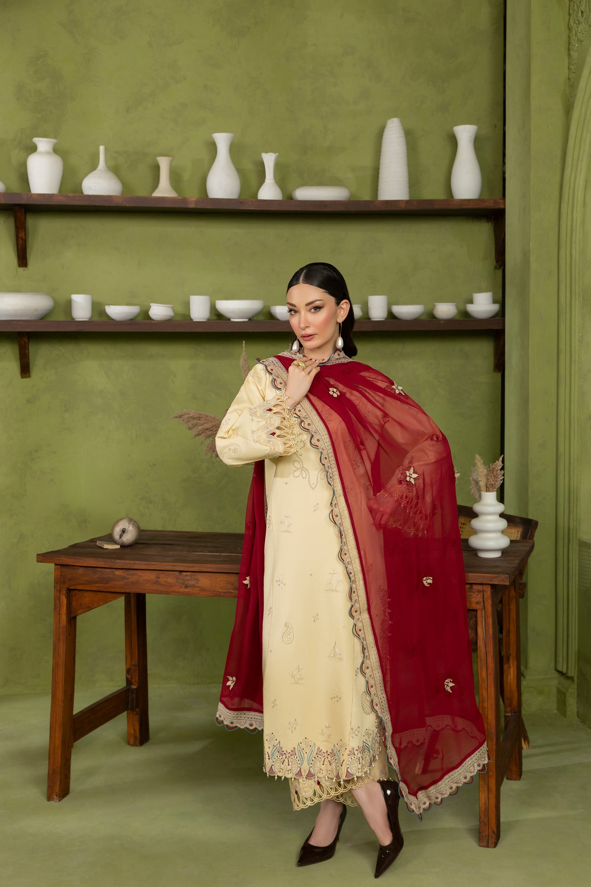 ROSEWOOD-CAMBRIC COTTON EMBROIDERED-10027