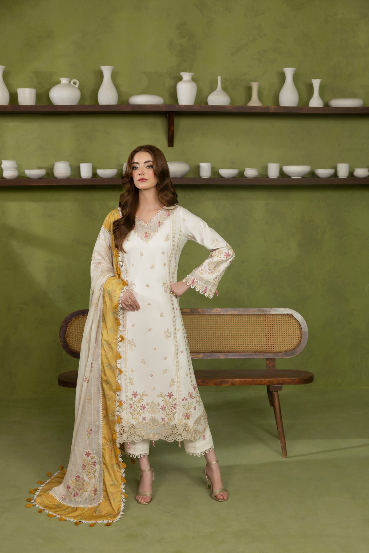 DOVE-CAMBRIC COTTON EMBROIDERED-10022