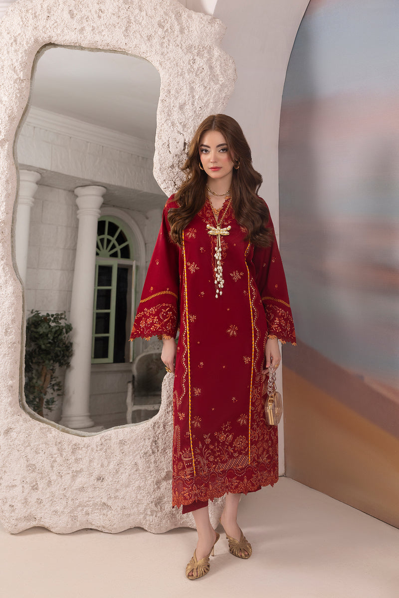 MERLOT-CAMBRIC COTTON EMBROIDERED-
