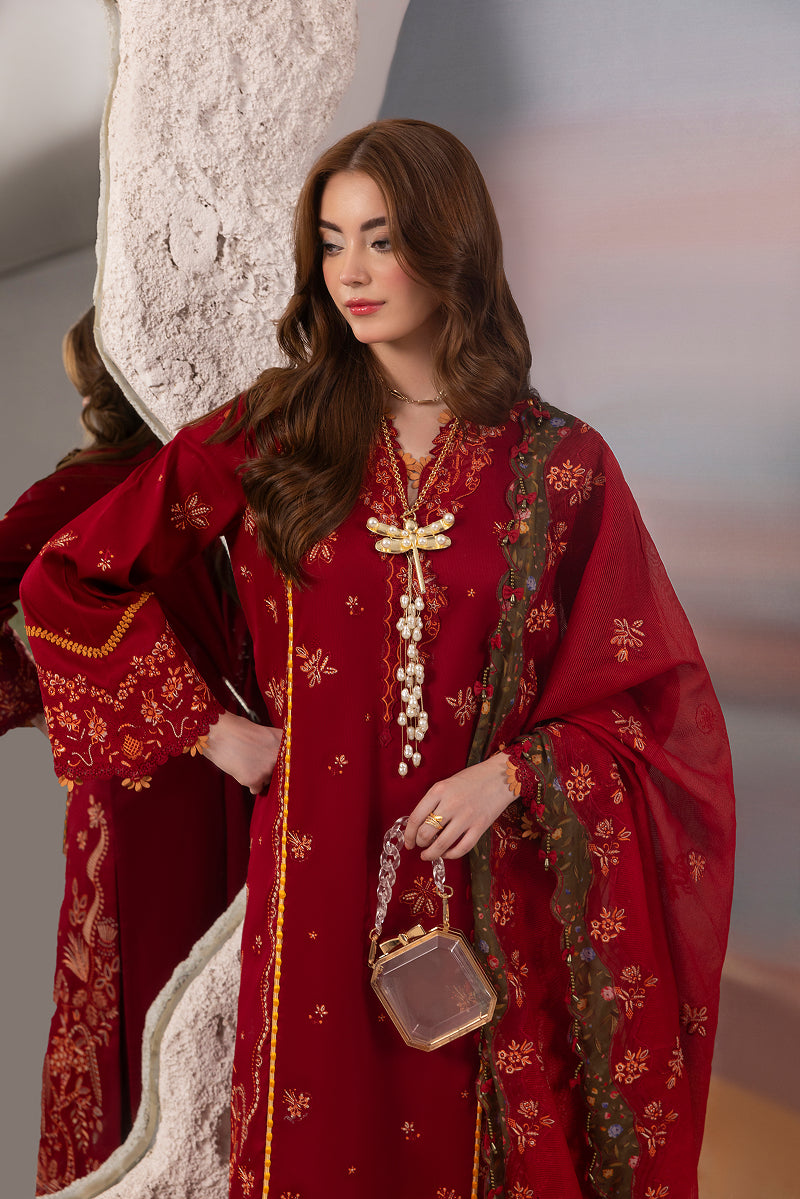 MERLOT-CAMBRIC COTTON EMBROIDERED-