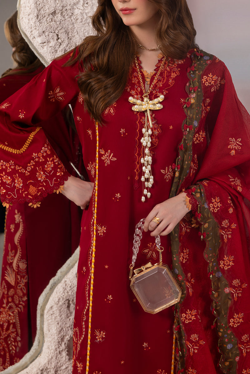 MERLOT-CAMBRIC COTTON EMBROIDERED-