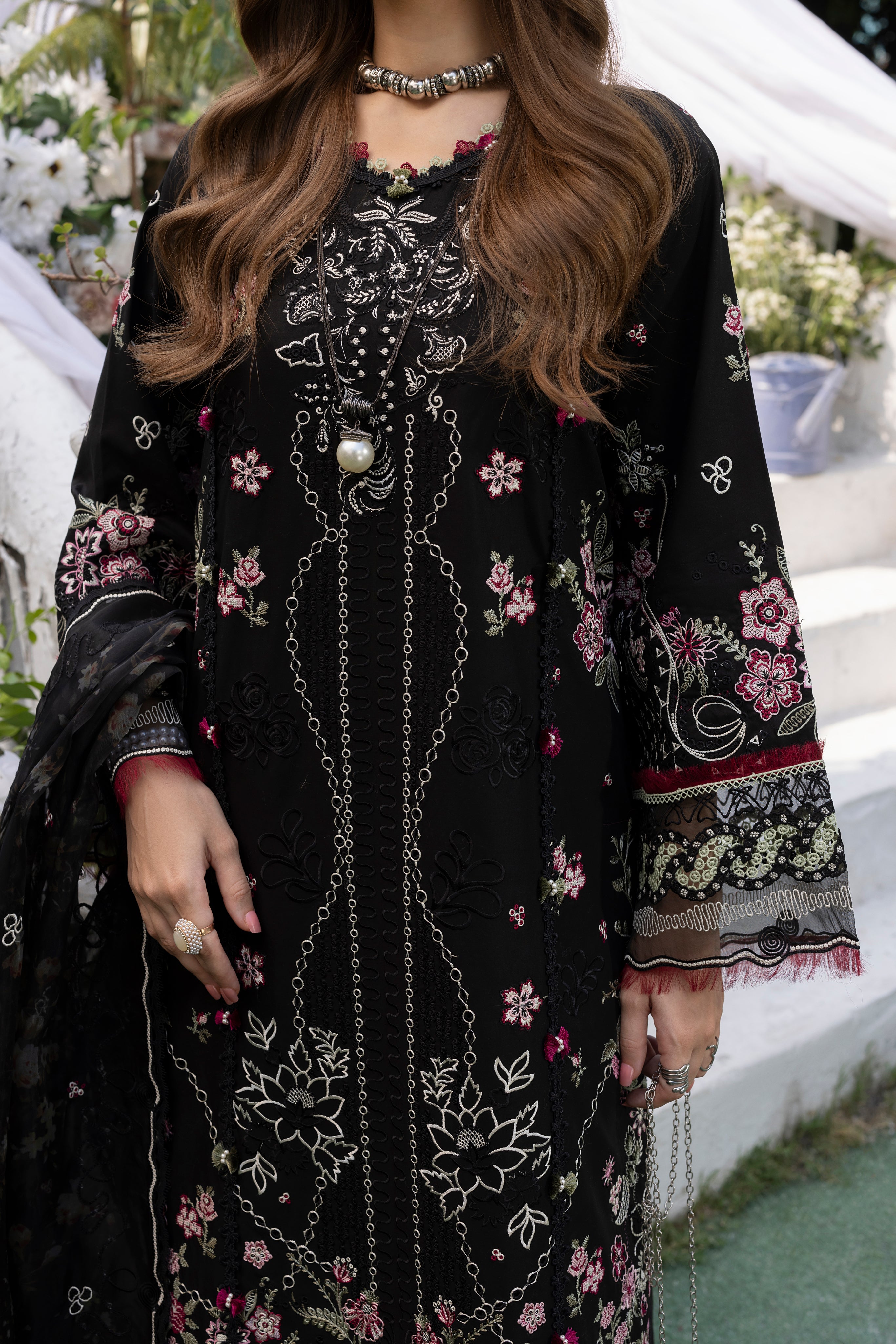MUSK BLACK-LAWN EMBROIDERED-MBN-10