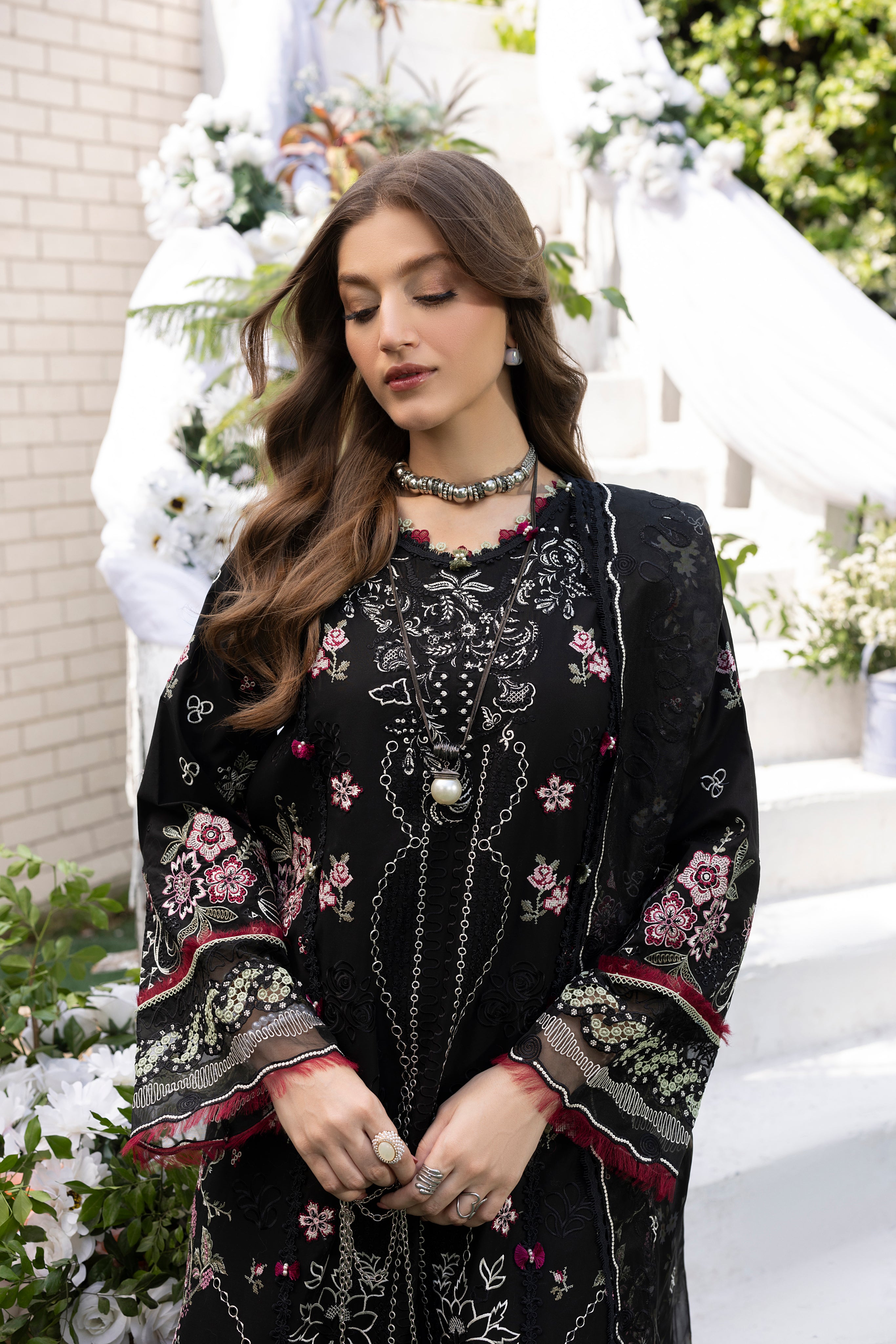 MUSK BLACK-LAWN EMBROIDERED-MBN-10