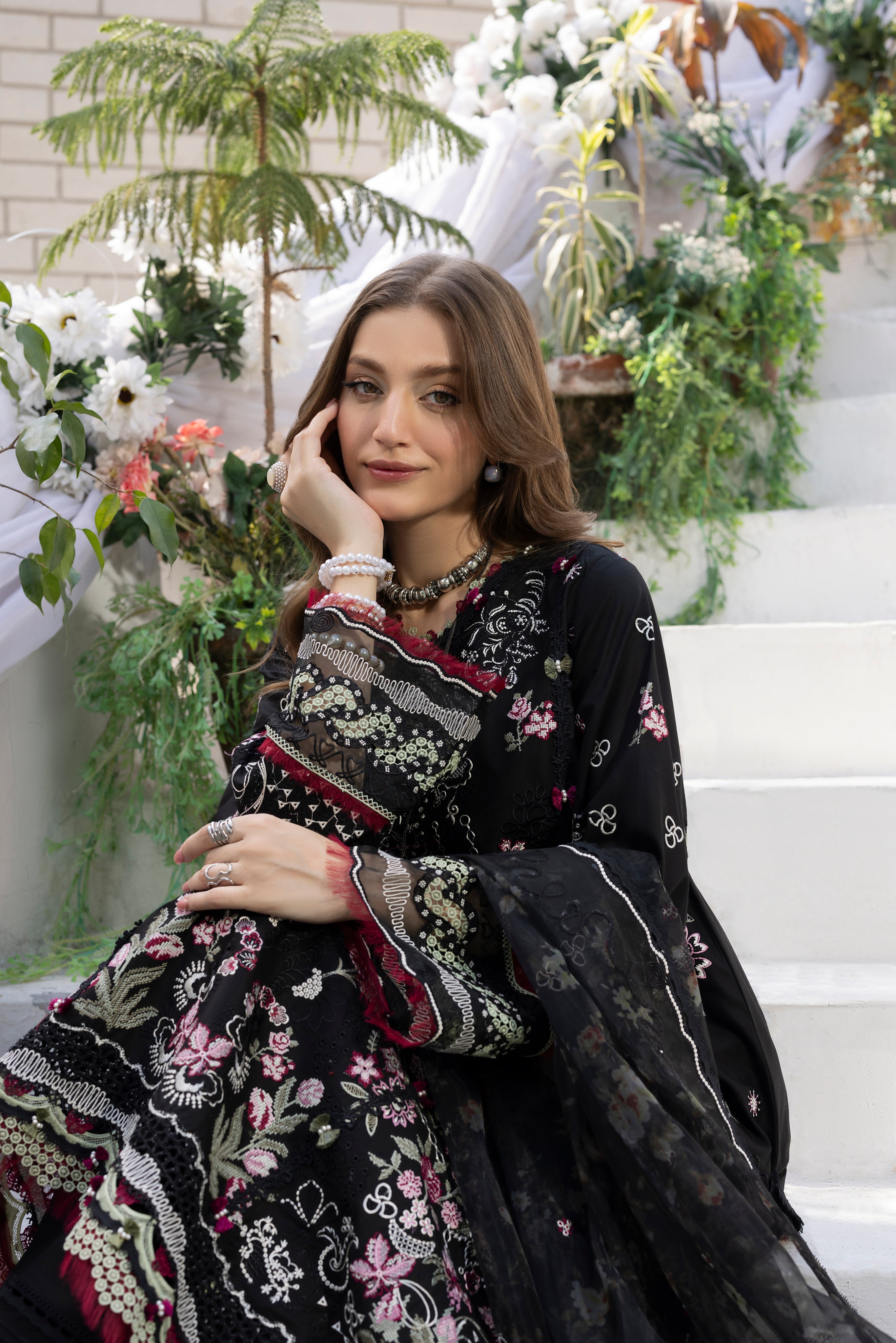 MUSK BLACK-LAWN EMBROIDERED-MBN-10