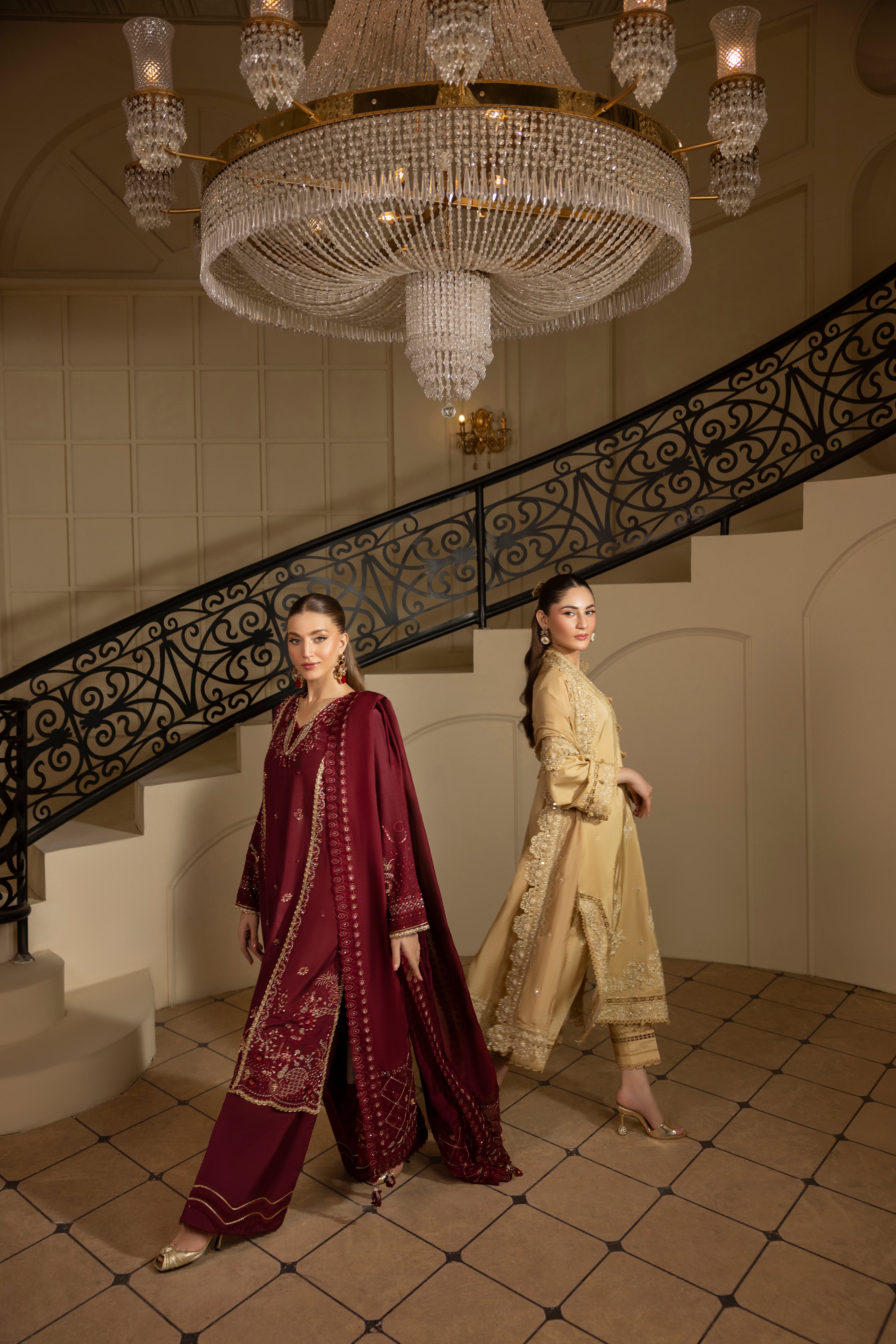 ROYAL RUBY-RAW SILK HAND EMBELLISHED EMBROIDERED-D-100015