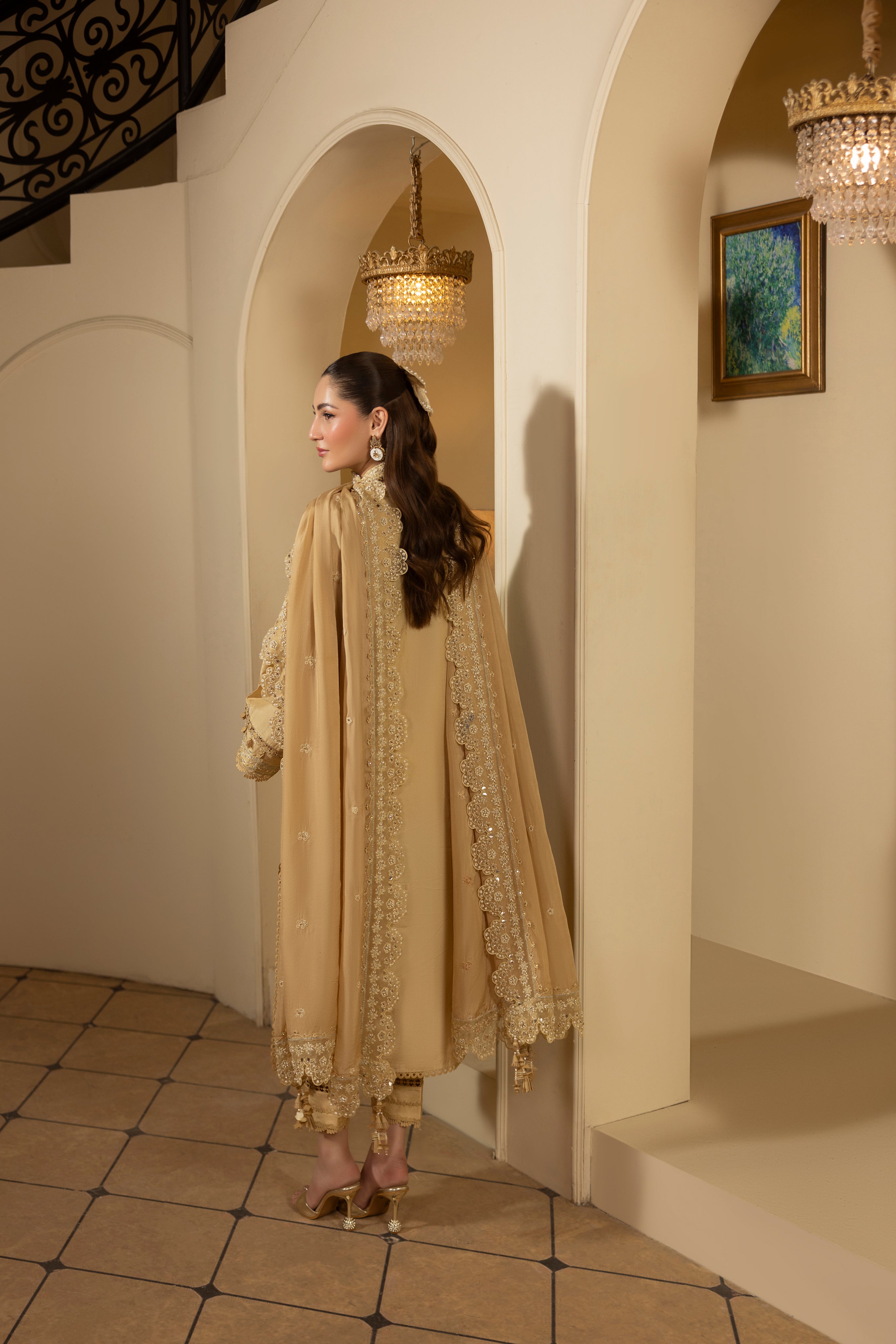 DESERT GOLDRAW -RAW SILK HAND EMBELLISHED EMBROIDERED-D-100016