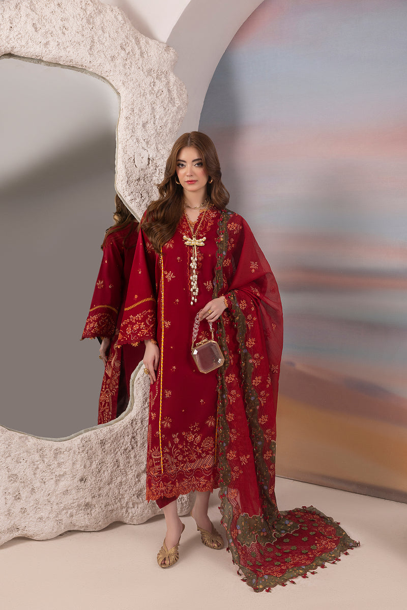 MERLOT-CAMBRIC COTTON EMBROIDERED-
