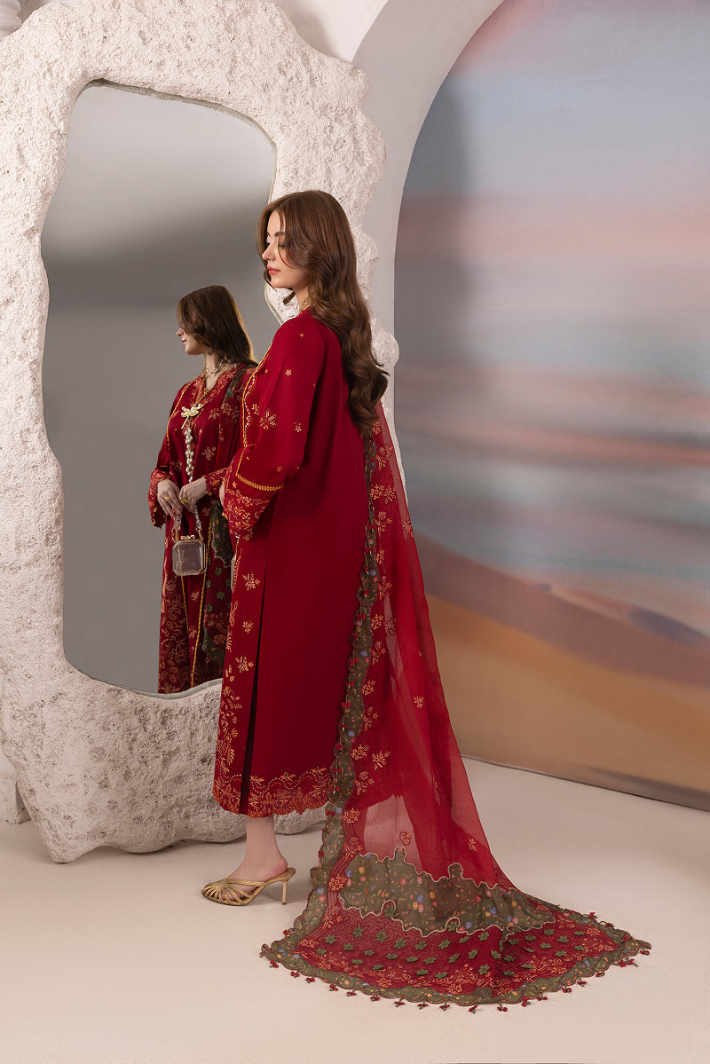 MERLOT-CAMBRIC COTTON EMBROIDERED-