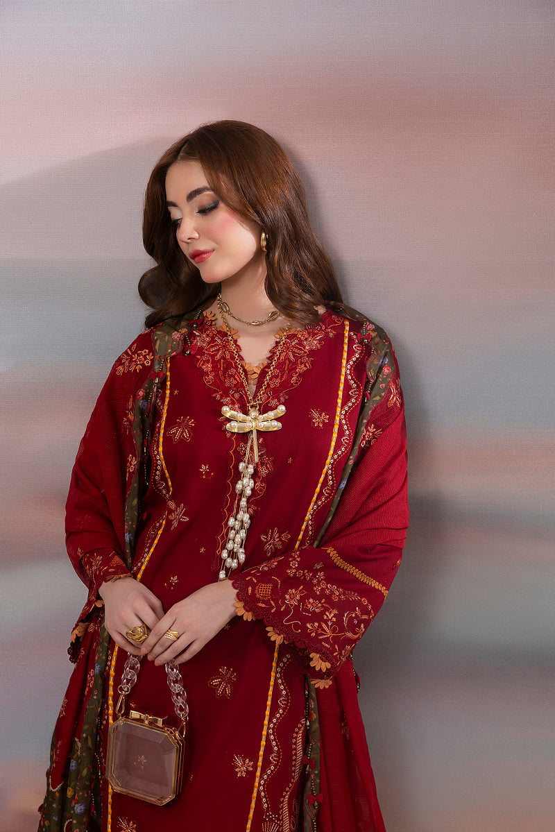 MERLOT-CAMBRIC COTTON EMBROIDERED-
