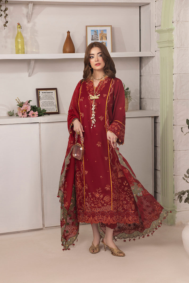 MERLOT-CAMBRIC COTTON EMBROIDERED-